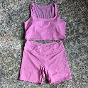 Target JoyLab Pink Athletic Mesh Tank and Biker Shorts Set